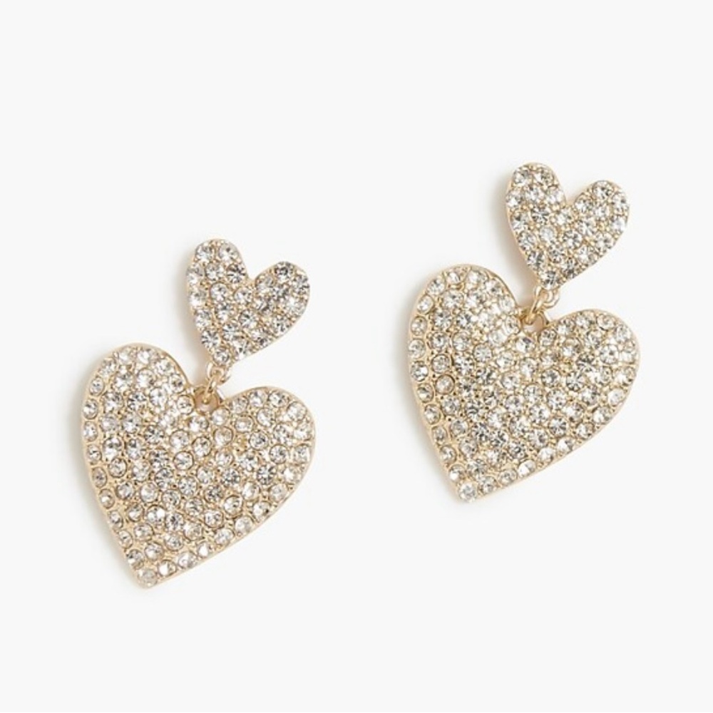 NWT J Crew Pave Heart Statement Earrings 💕
